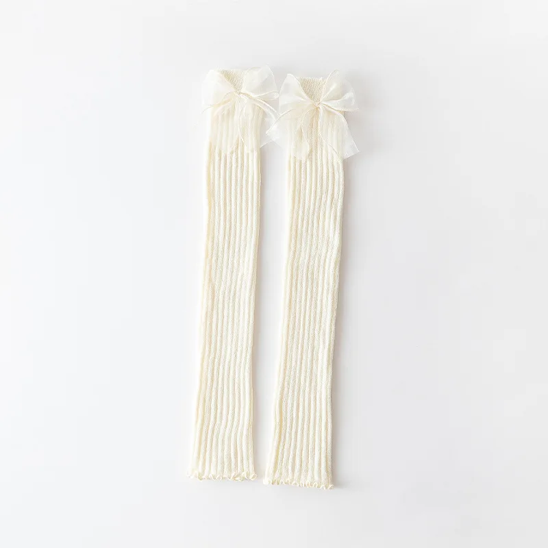 Women's Bow Leg Warmer Knitted Warm Lace Socks Ladies Autumn Winter Crochet Boot Cuffs Black White Foot Cover Hosiery for Girls