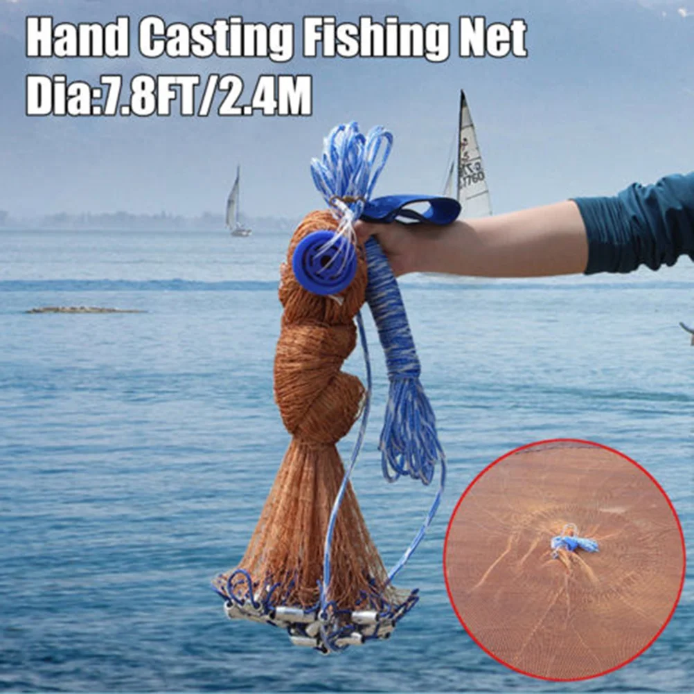 Net Cast Bait Mesh Nets Foldable Landing Replacement Throw Folding Crab A Throwing Hand Floating enlarge