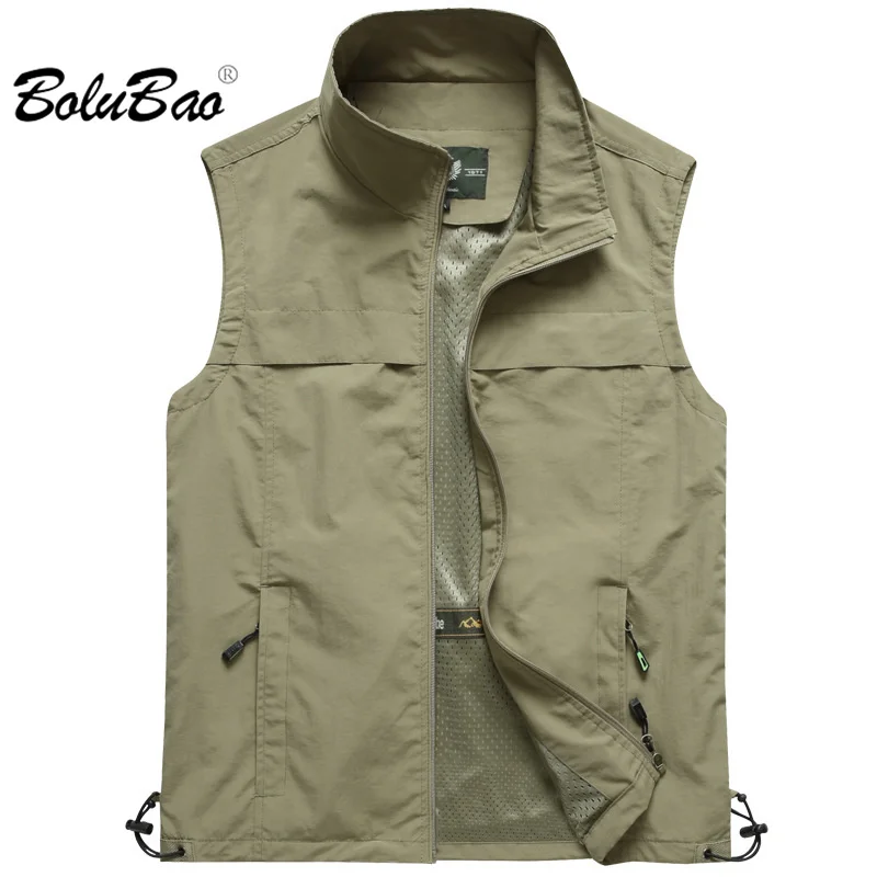 

Мужской повседневный жилет BOLUBAO, однотонный жилет с большими карманами для рыбалки, уличная одежда высокого качества, 2023