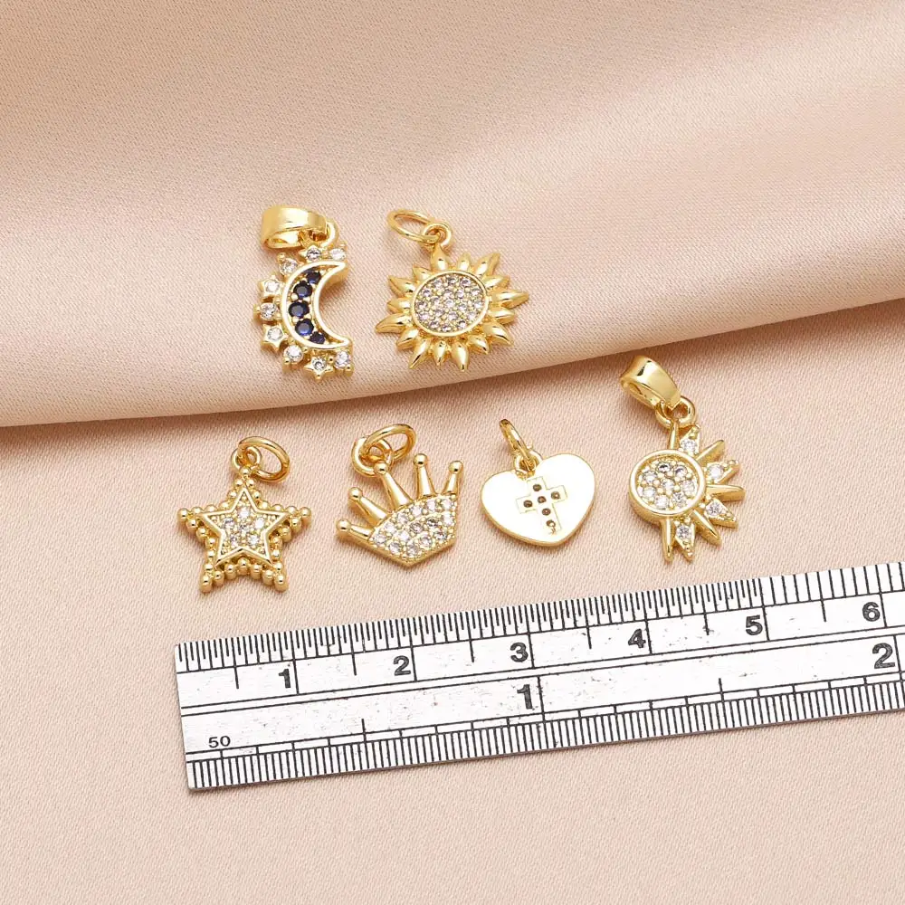 OCESRIO белые кристаллы маленькие звезды луна солнце шармы для браслета медное
