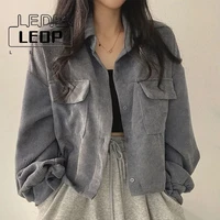 ledp retro fashion street style cool chic corduroy short women jacket harajuku black jacket korean fashion women loose