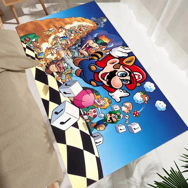 Фото Игровой ковер с рисунком S-Super M-Mario Bros, ковер для гостиной, детской спальни, дивана, кухни, декор для прихожей, детские нескользящие коврики №4