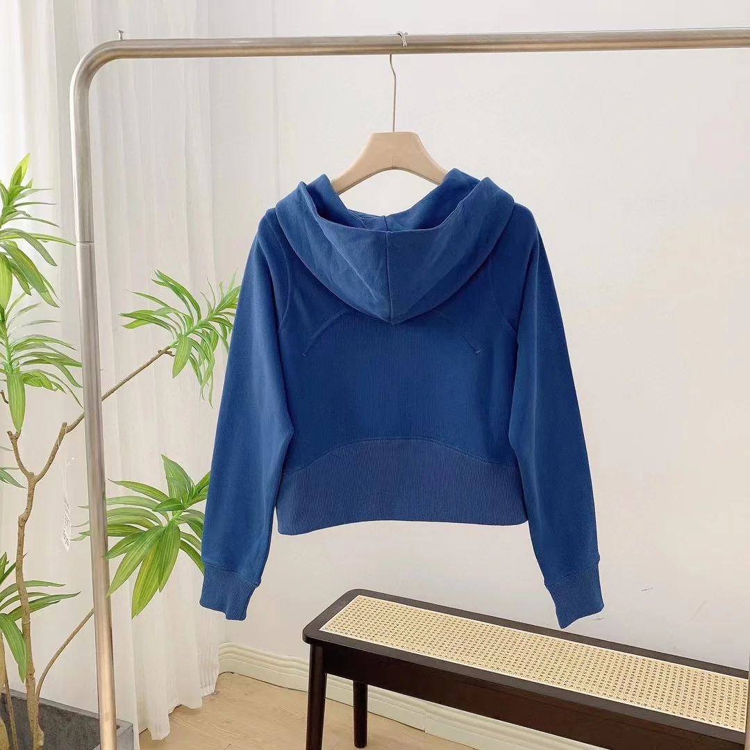 With Logo Women's Loungeful Hoodie Short Long-sleeved Hoodie Female Fitness Yoga Pure Cotton Wool Ring Loose Casual Pullover