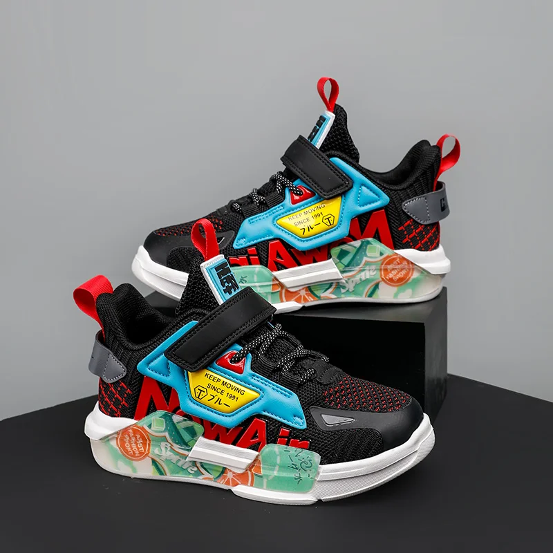 

2022 Spring Fashion Kids Shoes Mesh Breathable Boys Walking Flat Shoes Children's Trendy Shoes Teen Running Sneakers Soft Sole
