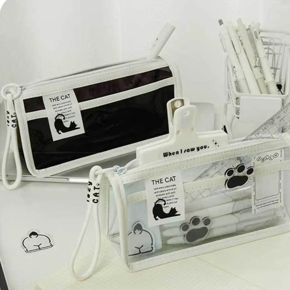 

Треугольная основа, сумка для ручек, простой большой емкости, прозрачный карандаш, Женская водонепроницаемая сумка из ПВХ для хранения канцелярских принадлежностей, школы и офиса