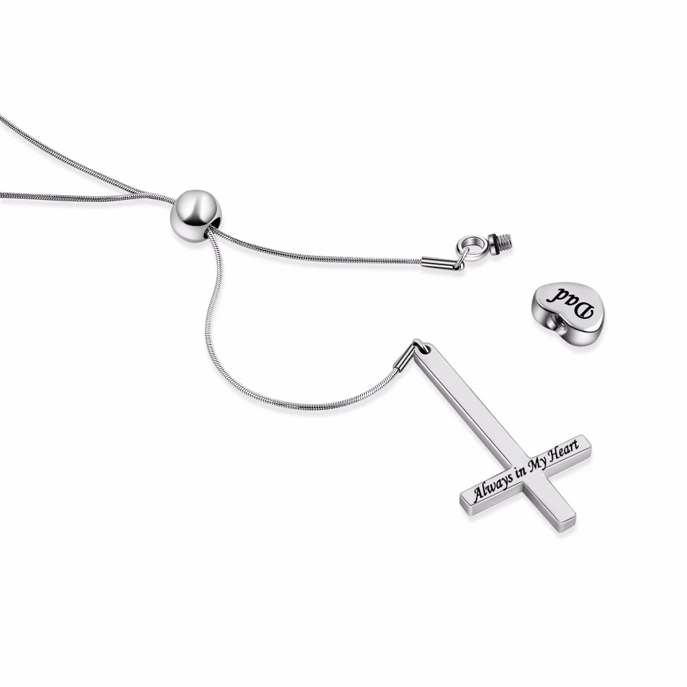 

Women Cremation Cross Y Necklace for Ashes Stainless Steel Always in My Heart Pendant Locket Keepsake Urn Ashes Memorial Jewelry