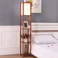 Modern LED Shelf Floor Lamp Skinny End Table Nightstand for Bedroom Display Shelves Floor Lamps Standing Accent Light Attached