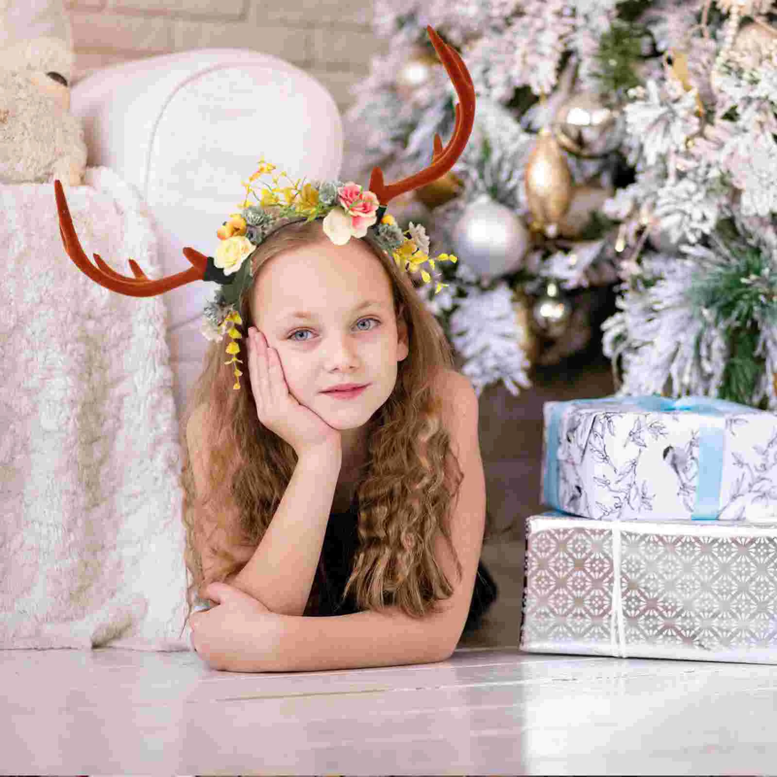 

Christmas Hair Headband Christmas Antler Headwear Branches Flowers Headband Christmas Headdress Hair Decoration for