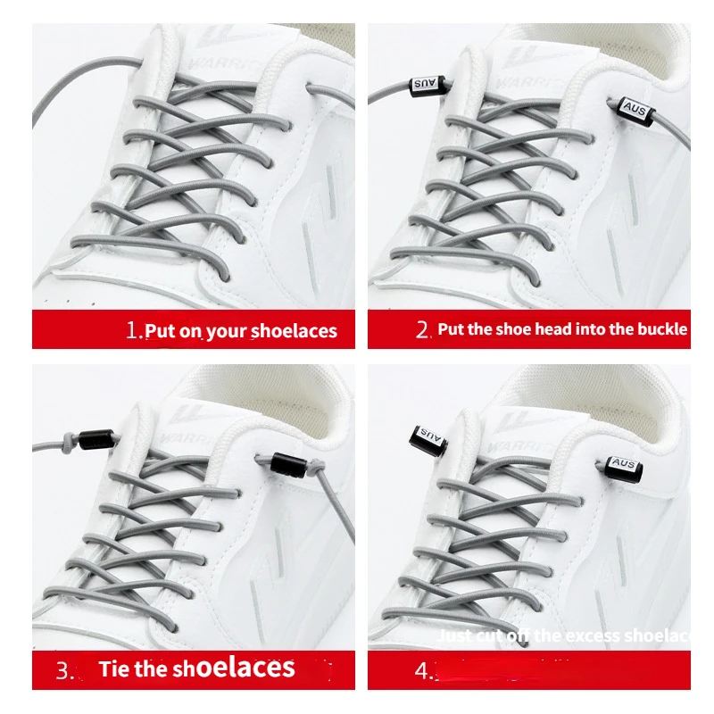 2022 New No Tie Shoe Laces Elastic Laces Sneakers Round Shoelaces without Ties Kids Adult Quick Shoe Lace Rubber Bands for Shoes