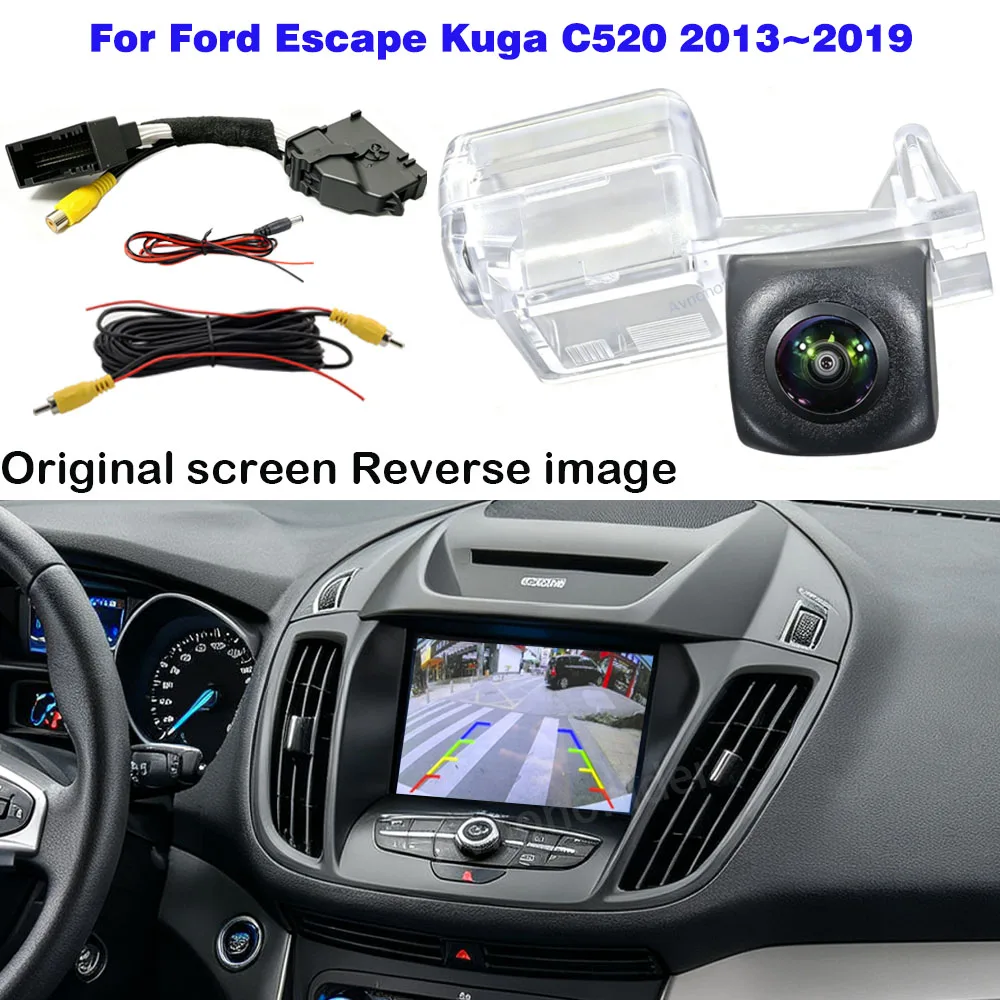 Фото Камера заднего вида HD для Ford Escape Kuga C520 2013~2019, совместимость с системой Sync 3/2.5, оригинальный заводской экран, адаптерный кабель C54P/32P, OEM. №2