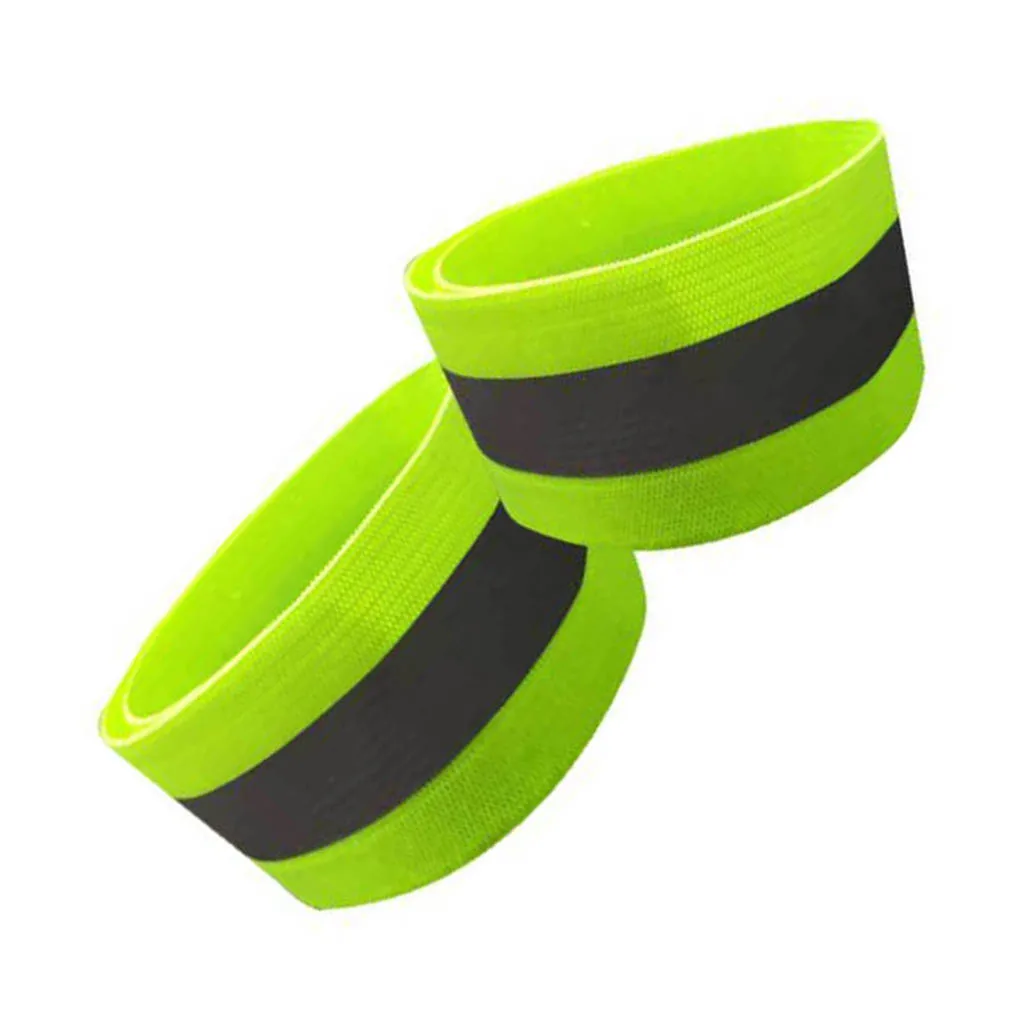 

2pcs Reflective Wristband Night Running Arm Band Jogging Fitness Exercise Reflective Elastic Band Safety Reflector Tape Straps
