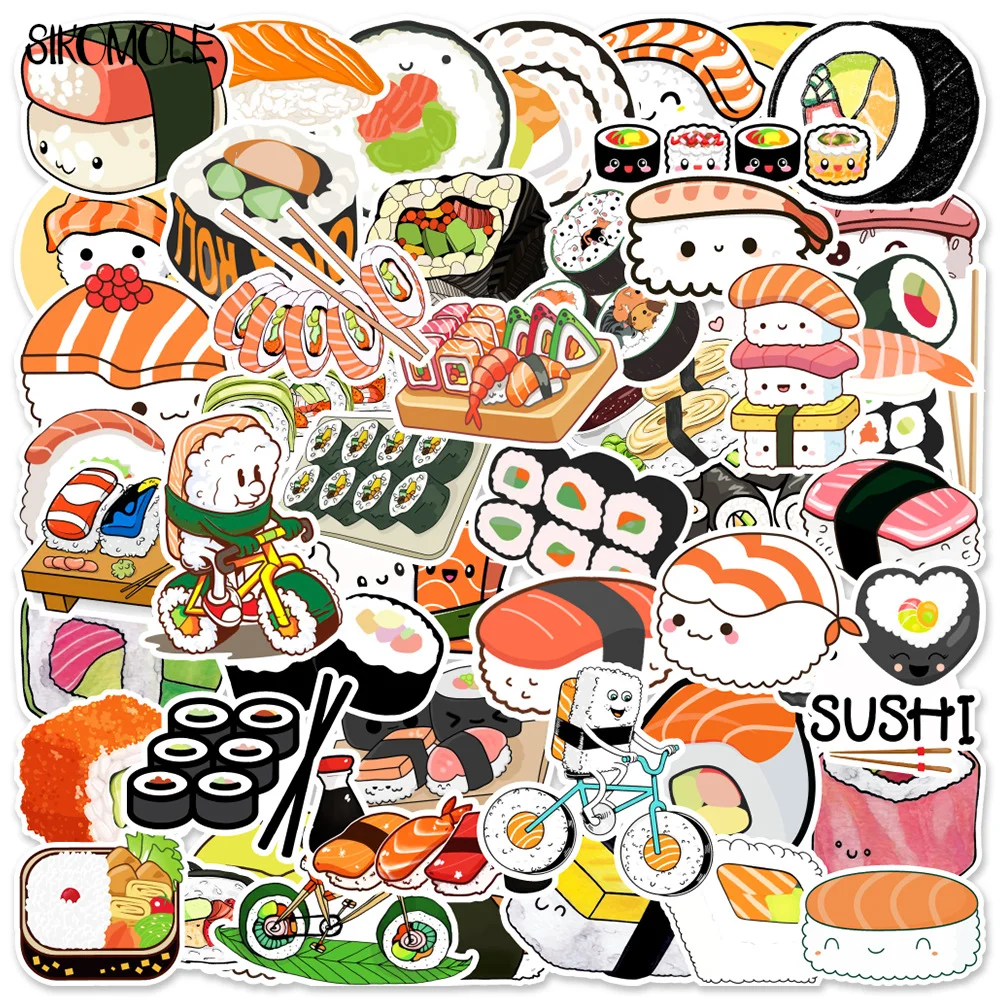 

10/30/50PCS Cartoon Cute Sushi Stickers Japanese Food Delicious DIY Toy Car Suitcase Skateboard Laptop Decal Graffiti Sticker F5