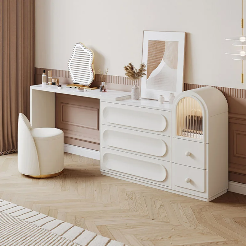 

White Mirror Dressers Luxury Bedroom Storage Womens Makeup Dressers Small Minimalist Nordic Modern Meuble De Chambre Furniture
