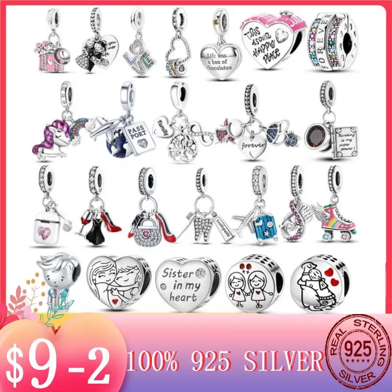

925 Silver Little Girl Love Mom Forever Infinity Infinite Dangle Charm Beads fit Original Women Bracelet 925 Jewelry Mother Gift