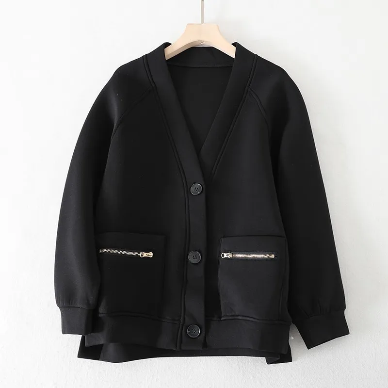 

Womens Jacket Solid Color Casual Coat V-Neck Long Sleeve Single Breasted Placket Jacket Short Front And Long Back Hem S20021