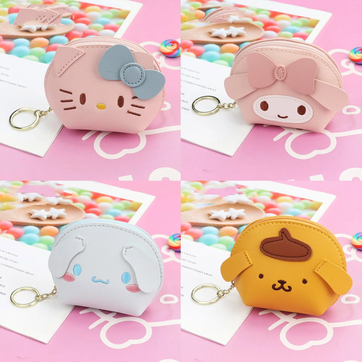 

Sanrio мультяшный креативный Кошелек для монет Mymelody Kuromi Cinnamoroll простой портативный многофункциональный маленький кошелек для хранения для ст...