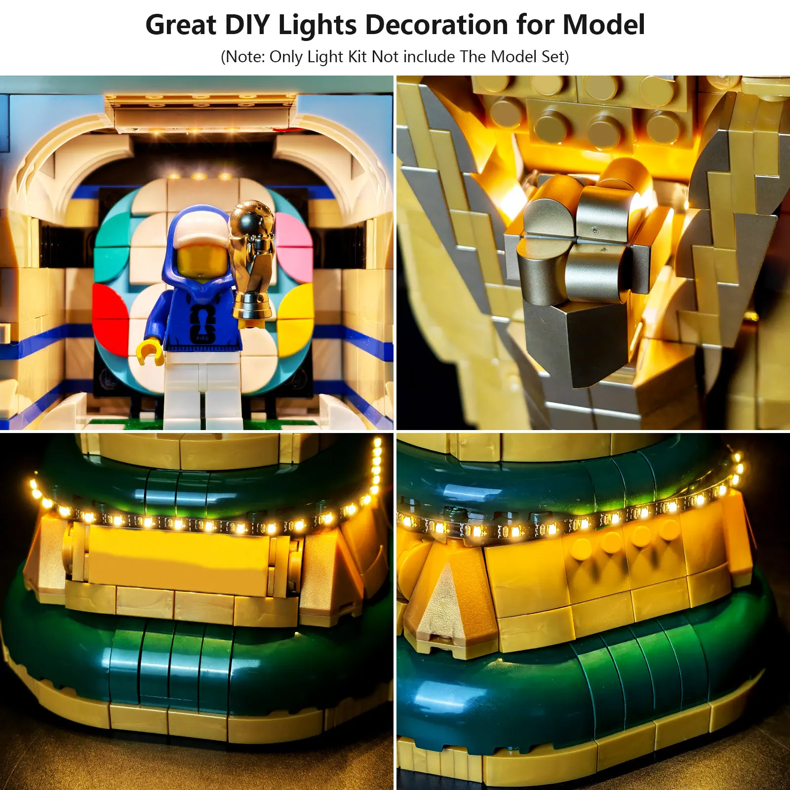 Фото Комплект светодиодного освещения BRIXSPARK, совместимый с Lego 43020, USB-комплект световых приборов для конструктора FIFA World Cup MOC, кирпичи в комплект не входят. №3
