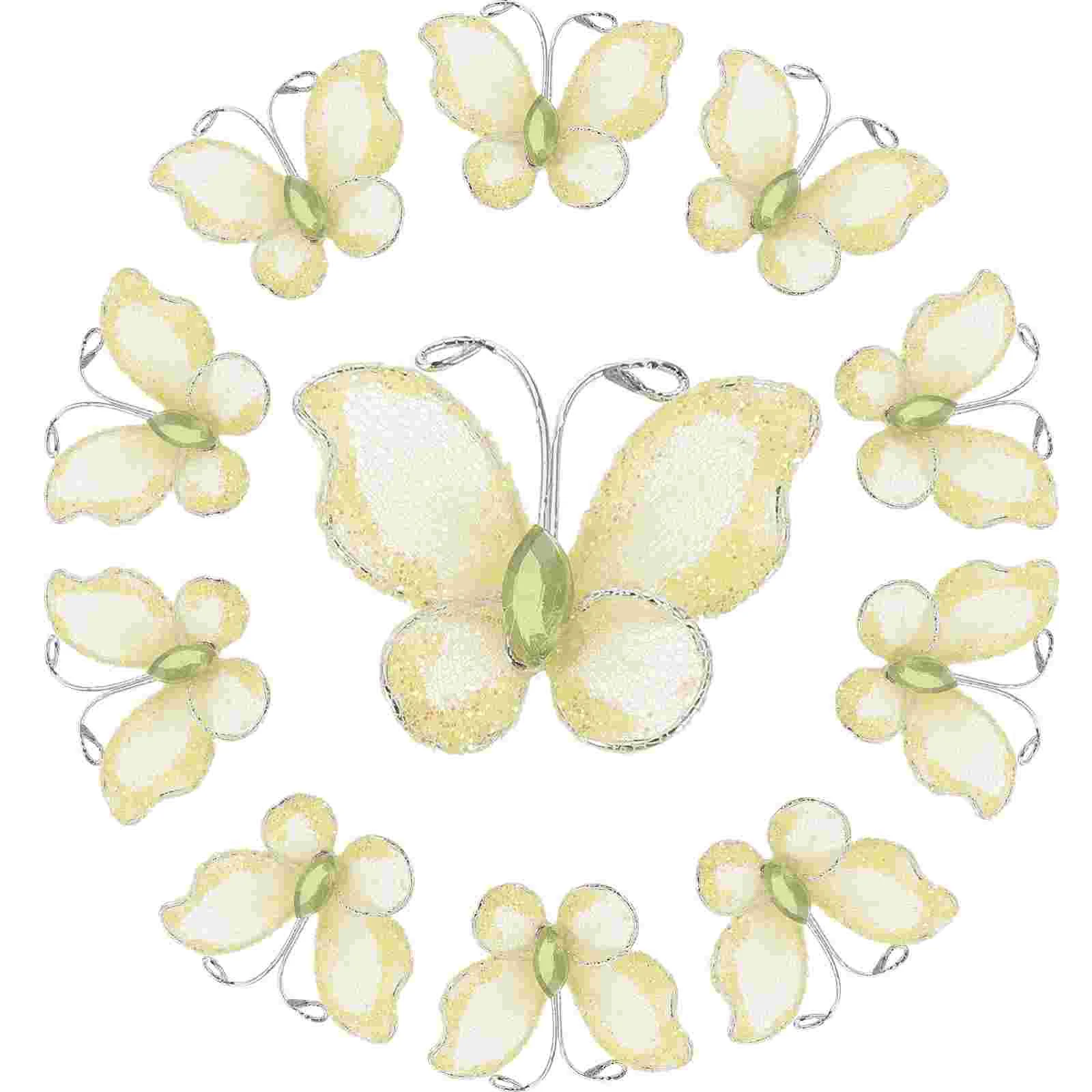 50 шт. прозрачная сетка блестящая проволока (желтая) проводная бабочка