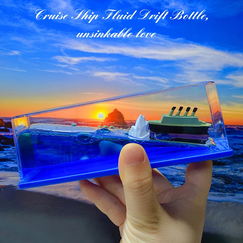 Cruise Ship Fluid Drift Bottle Decoration Desktop Decoration Creative Birthday Gift Hourglass Car Living Room Home Bar Decor Toy