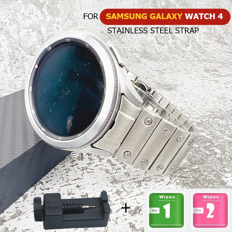 For Samsung Galaxy Watch4 40mm 44mm Curved Steel Band Watch4 Classic 42mm Correa galaxy watch 5 strap Metal Bracelet Accessories