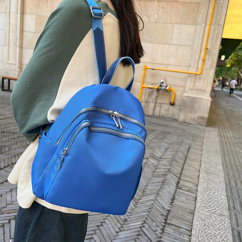 

Solid Color Waterproof Nylon Women's Backpack 2022 New Korean Travel Backpack Women Teen Schoolgirl's Schoolbag Luxury Designer