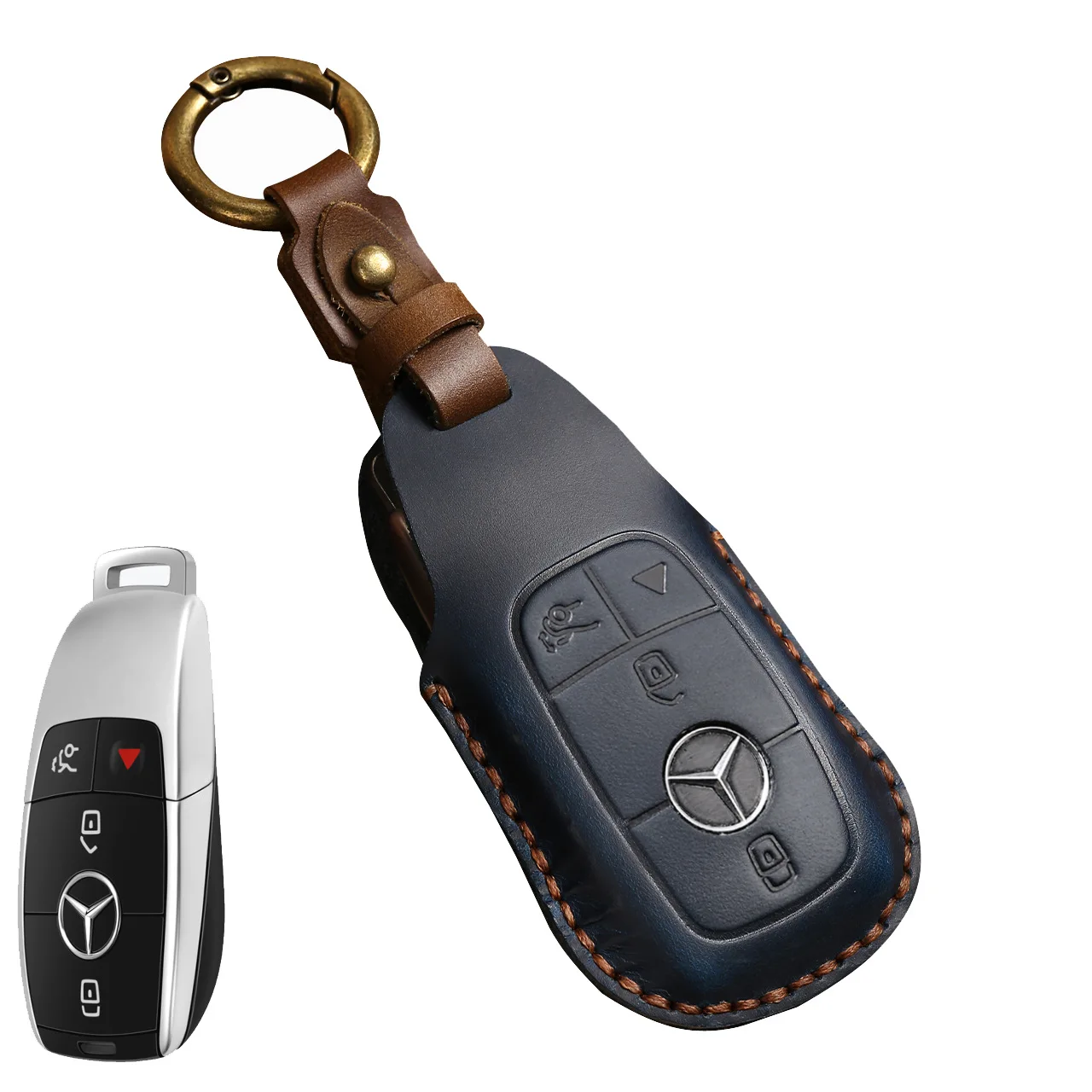 

Кожаный Автомобильный чехол для ключа Mercedes Benz A B C E S G GLB GLC GLE Class GLS W177 W205 W213 W222 G63 X167 E200 E300 AMG