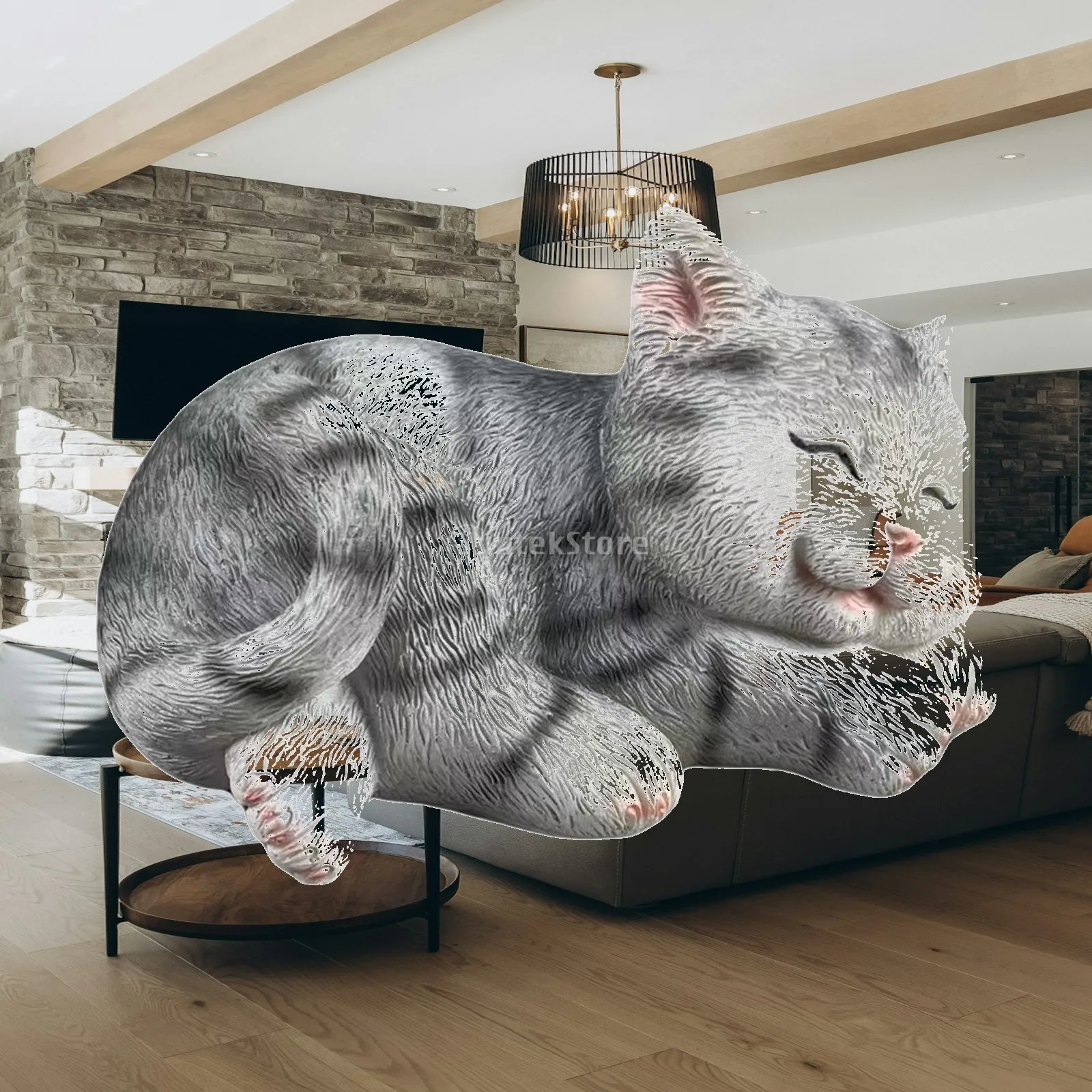 Фото Фигурка кошки для сада, декоративная статуэтка кошки, скульптура из смолы для уютного декора полок, балконов, столов, дома №1