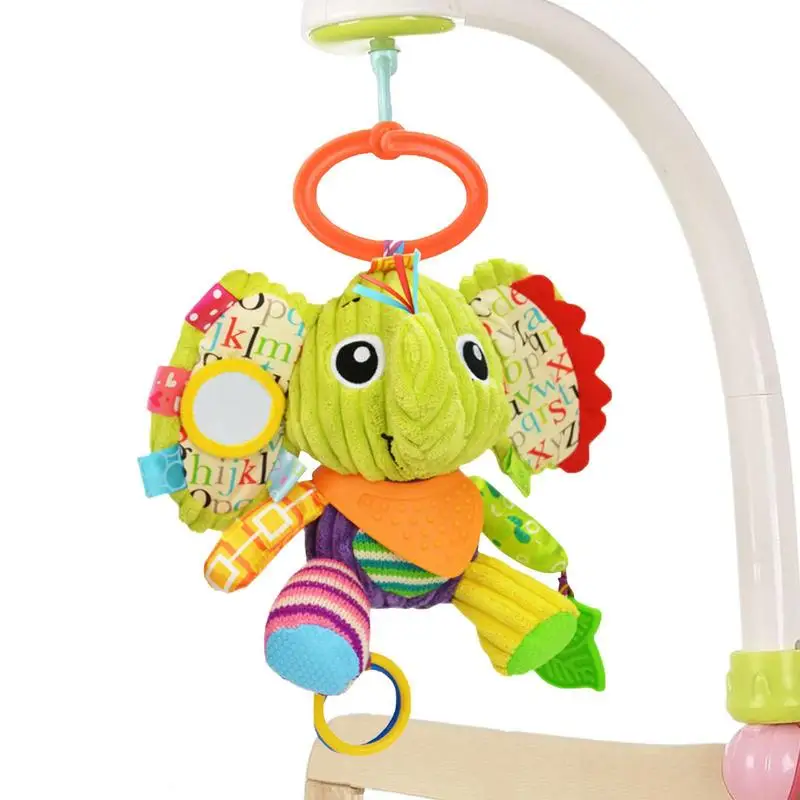 

Carseat Toys Soft Crinkle Squeaky Sensory Learning Toy Car Seat Toys Boys Girls Plush Elephant Toys For Crib Travel Activity