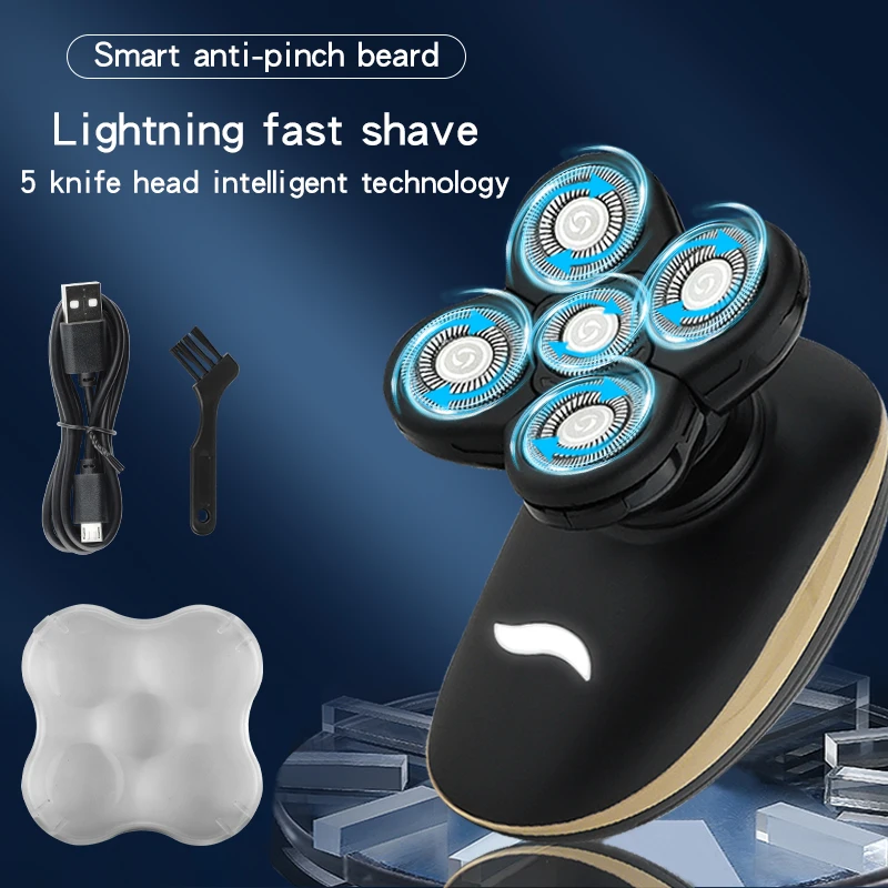 Afeitadora eléctrica 5D para hombre, afeitadora recargable por USB, afeitadora corporal portátil a prueba de agua, cortadora de pelo, cortadora de barba, maquinilla de afeitar para hombres