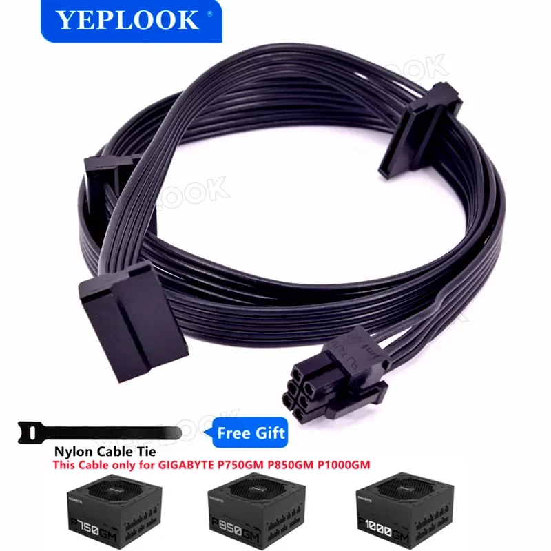 

PCIe 6Pin к 3 SATA Штекерный Жесткий драйвер SSD кабель питания 18AWG для GIGABYTE P750GM 750 Вт P850GM 850 Вт P1000GM 1000 Вт Золотой полностью модульный