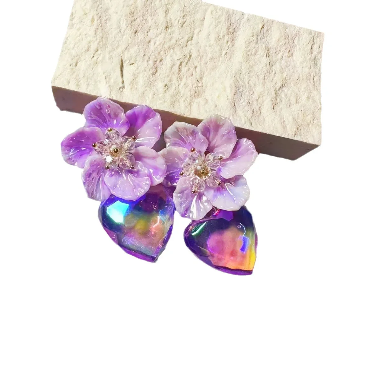 Новый стиль европейская мода градиент фиолетовый маленькие цветочные подвески