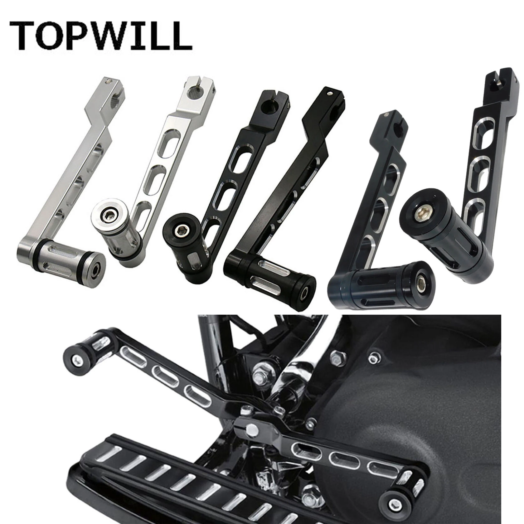 

Motorcycle Heel/Toe Shift Levers Shifter Peg Black/Chrome For Harley Touring Softail Road King Electra Glide Trike FLST FLT FLHT