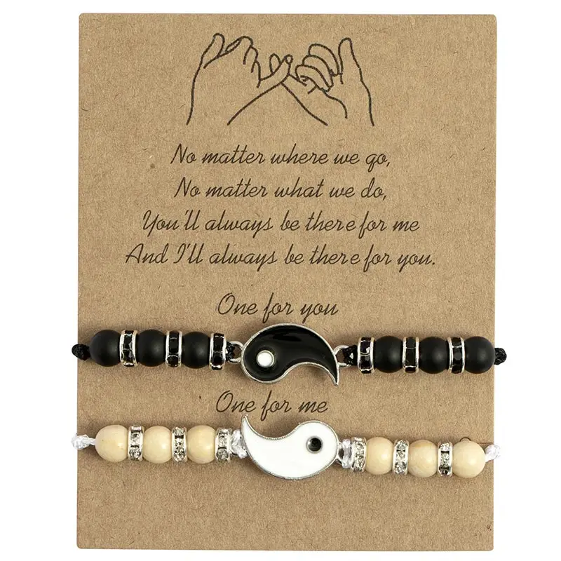 

Tai Chi Yin Yang Couple Bracelet DIY Handmade Beaded Natural Stone Adjustable Bracelets for Women Men Trendy Jewelry Gifts