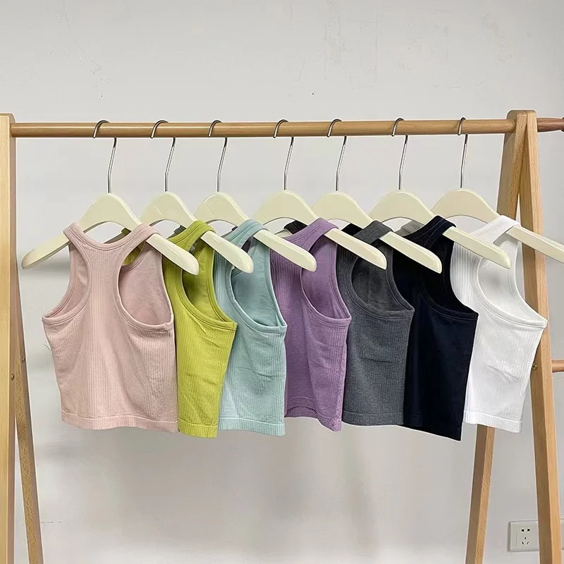 Lulu EBB Yoga Tank Top Women Sports Jacket Shape Vest Fitness Sleeveless Spring Summer Bra With Chest Pad Workout Gym Tank Tops