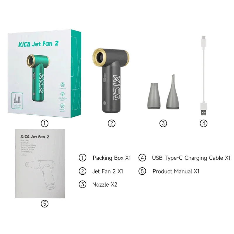 

KICA Jetfan 2, пылесос со сжатым воздухом, электрический пылесборник, портативный беспроводной очиститель клавиатуры компьютера для ПК, автомобиля 100000 об/мин