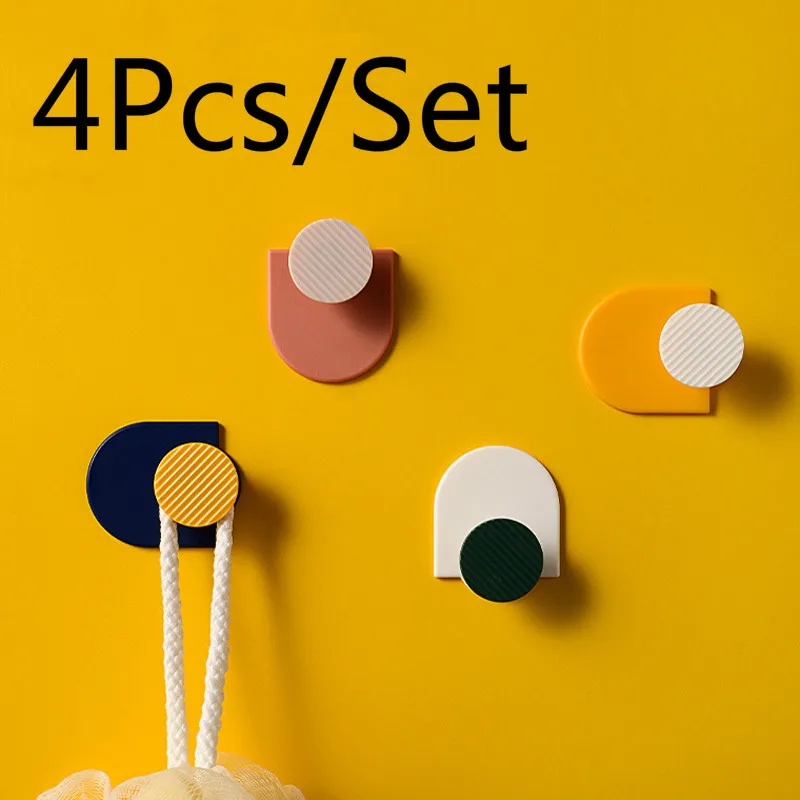 

4Pcs/set Nordic Style Wall Hook Key Hook Holder Coat Hanger Rack Kitchen Bathroom Organizer Home Decoration