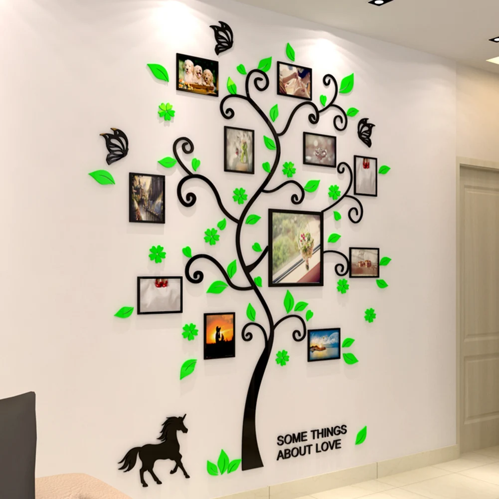 

3D Tree Plant Bedroom Wall Sticker Waterproof Green Light Decals for Living Room Children Bedroom Wall Ornaments