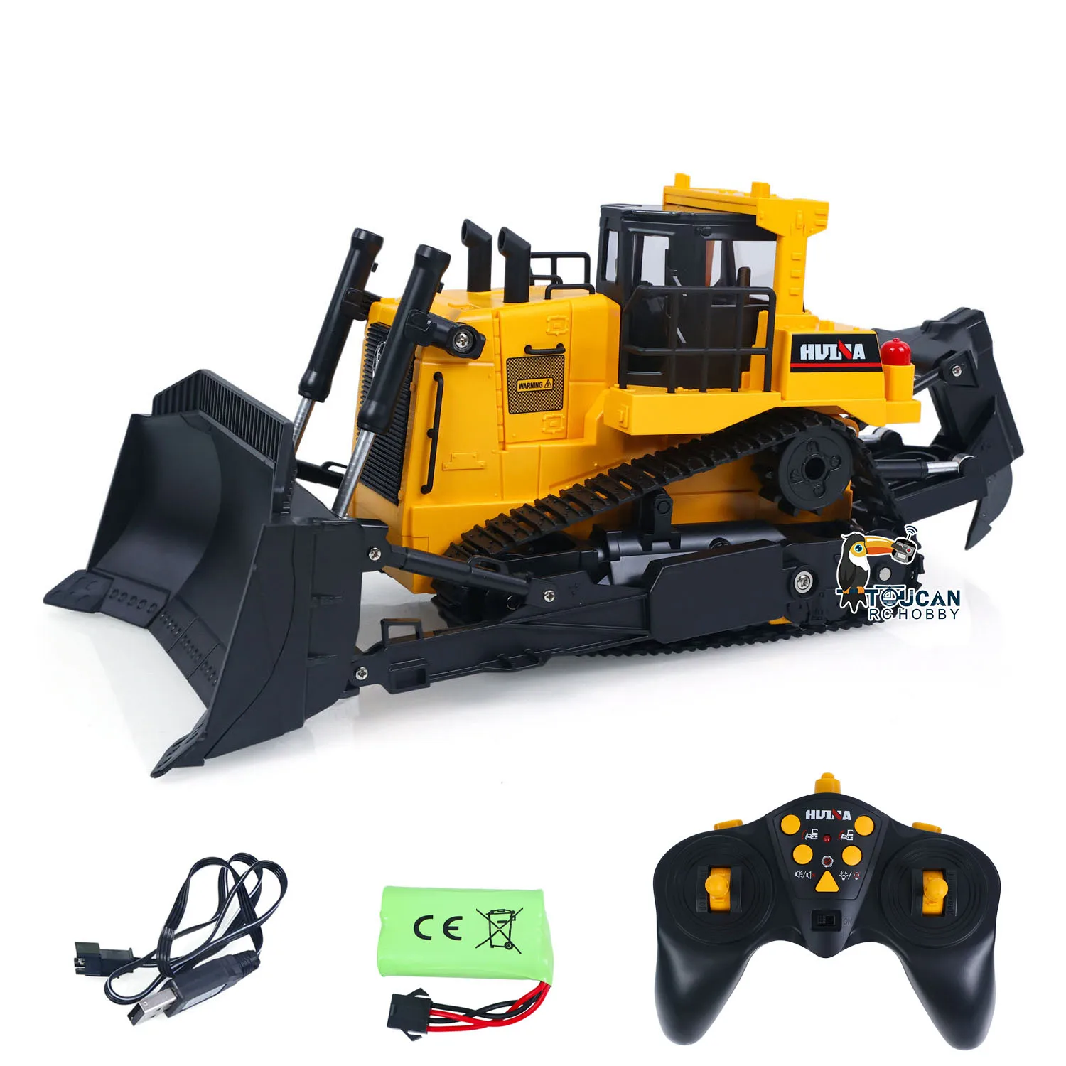 Фото Игрушки HUINA 1/16 Электрический радиоуправляемый бульдозер 1554 RC Бульдозер Готовая модель Металлический рыхлитель Световые эффекты RTR Грузовики Автомобили Транспортные средства №3