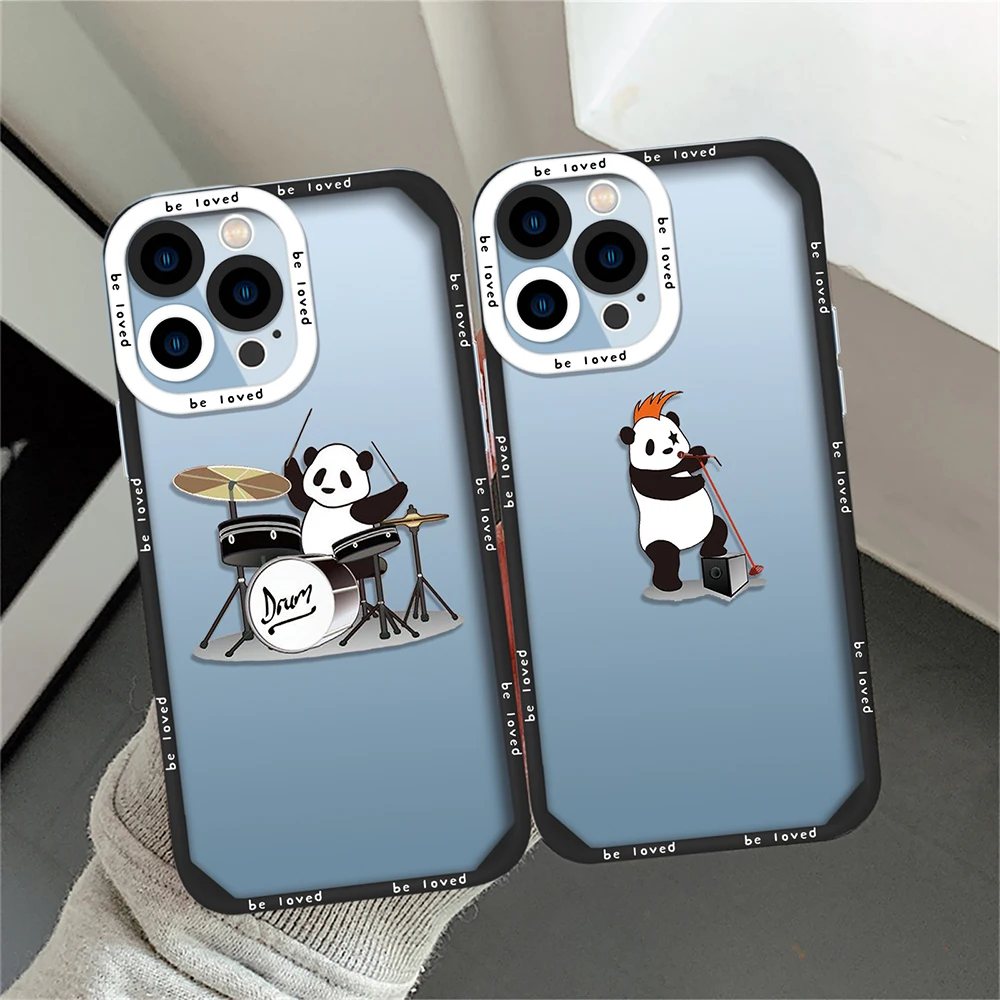 

Fashion Cute Panda Soft TPU Phone Case for iPhone 11 14 13 12 Pro Max Mini XS XR X 7 8 Plus Shockproof Silicone Cover Clear Capa