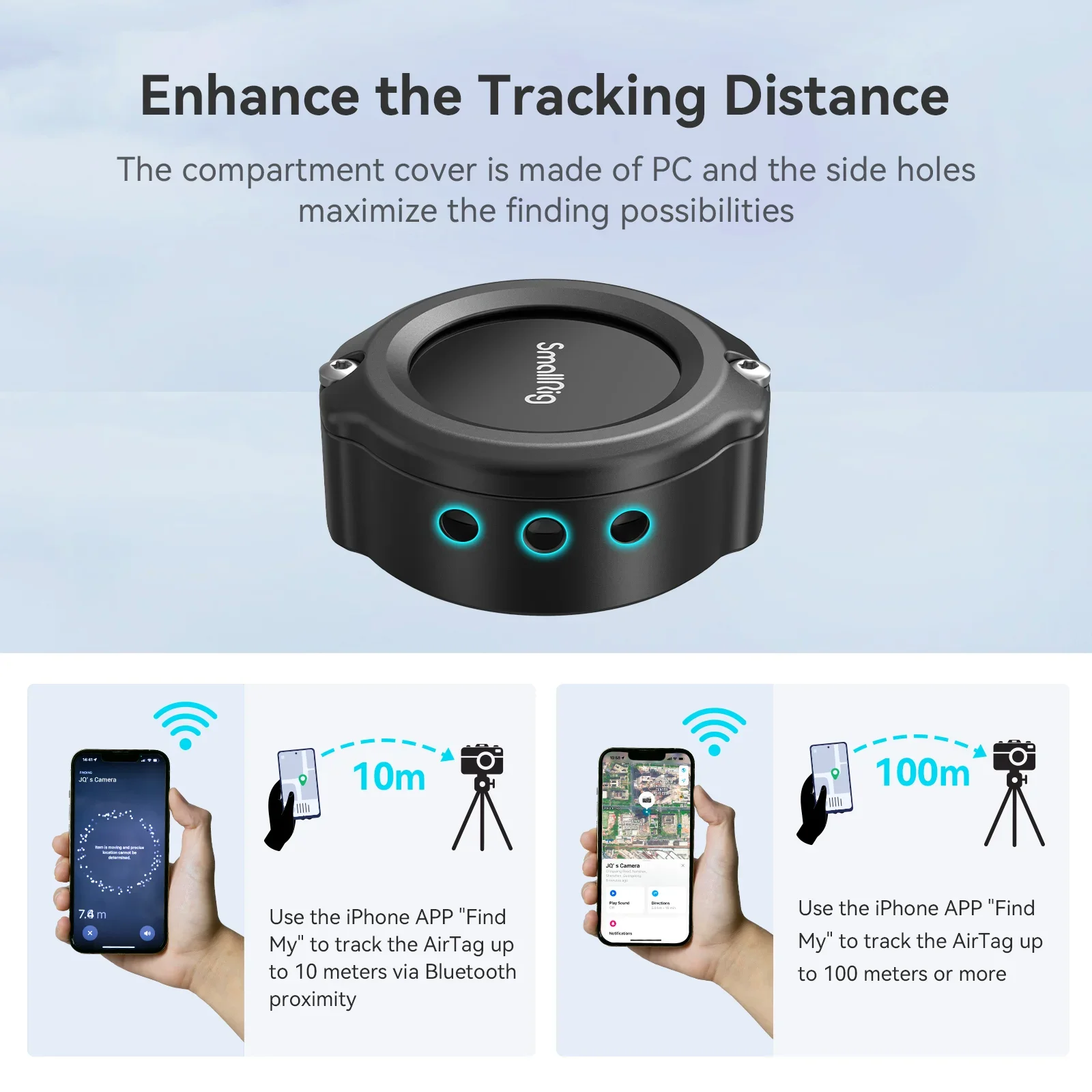 Фото Клетка SmallRig для AirTag со сквозным слотом 18 мм и креплением с резьбовым отверстием 1/4 дюйма-20 AirTag на камере для трековых устройств MD4149 №5