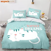 miqiney nordic cartoon cute kitten bedding set 3d duvet cover set children boys girls single double twin full queen king size