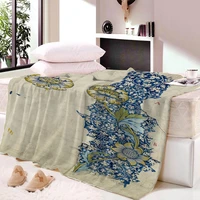 vintage flower fleece blanket brid 3d printed sherpa blanket on bed kids girl flower home textiles