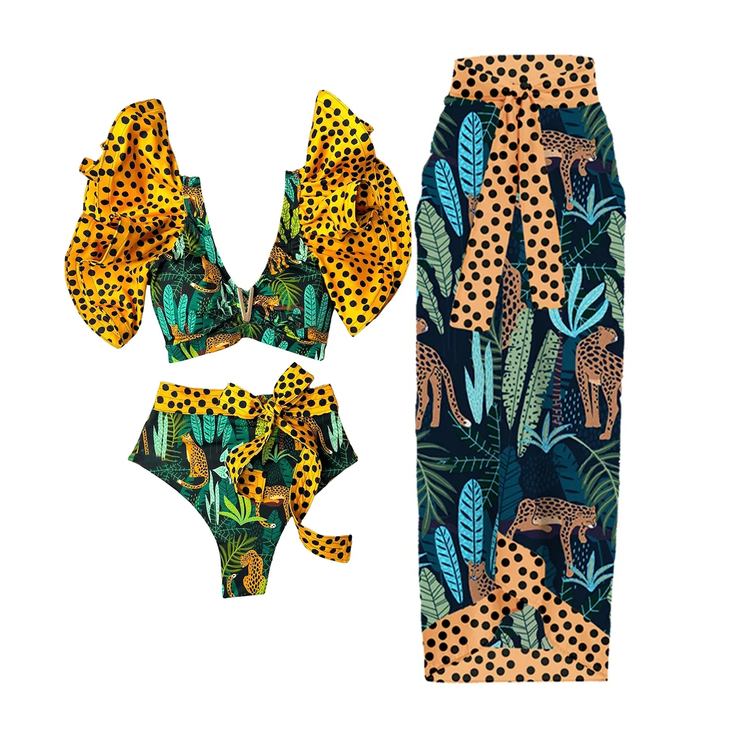 Высококачественный сексуальный комплект бикини 2024 Бразильское с цветочным