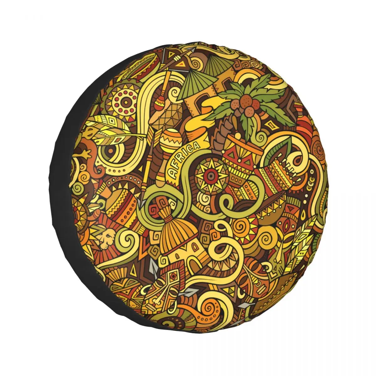 

1pcs Universal Car Spare Tire Covers Case Auto Wheel Tires African Symbols Cartoon Vehicle Tyre Waterproof Polyester Bag