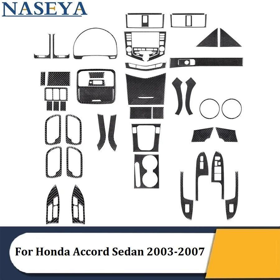

Для Honda Accord Sedan 2003-2007 полный набор различных частей из углеродного волокна декоративные черные наклейки аксессуары для интерьера автомобиля