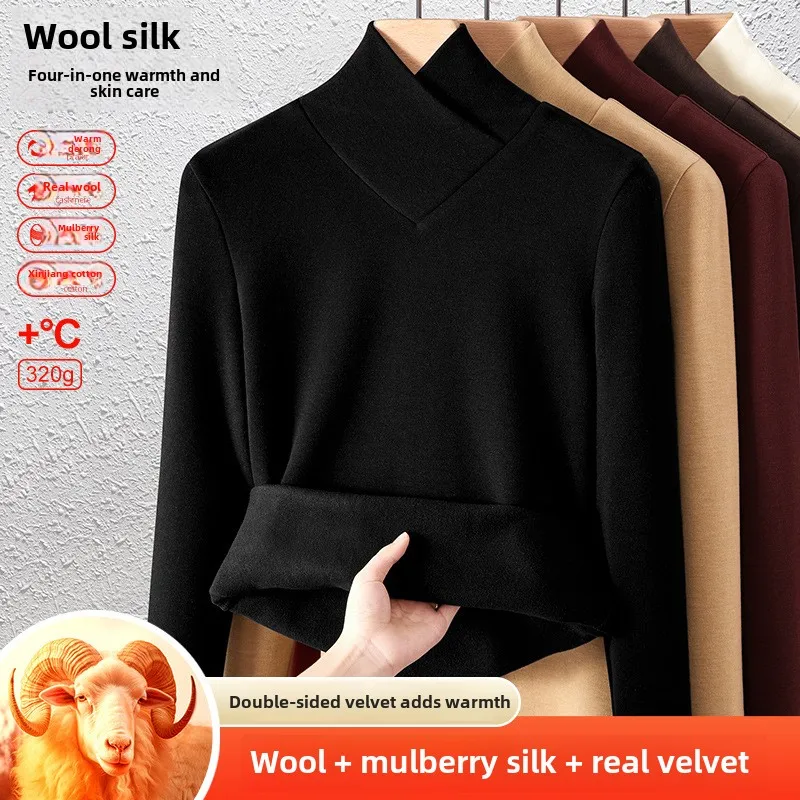 Ankela красный шелковый шерстяной базовый свитер женская внутренняя одежда