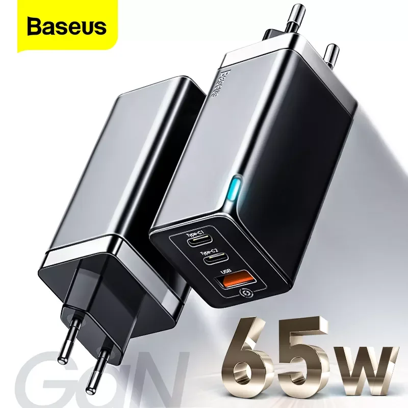 

Зарядное устройство Baseus GaN USB C, 65 Вт, быстрая зарядка, 4,0, 3,0, QC4.0, QC PD3.0 PD, быстрая зарядка USB Type-C для iPhone 12 Pro Max, Macbook