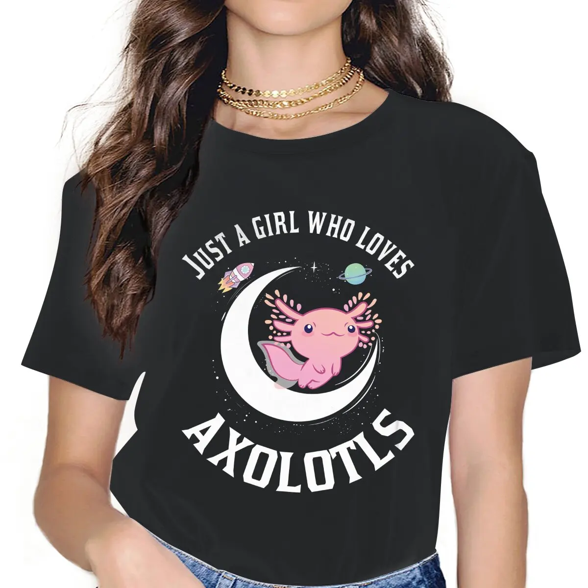 

Girl Women Clothing Axolotl Lover Graphic Female Tshirts Vintage Grunge Loose Tops Tee Kawaii Girls Streetwear