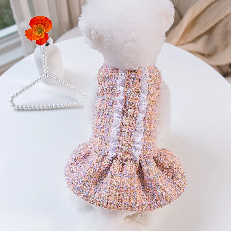

Luxury Princess Dress Pet Dog Clothes Pink Dogs Clothing Pet Outfits Luxury Cute Autumn Winter Yorkies Girl Ropa Para Perro