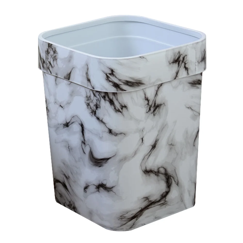 

Trash Can Bin Waste Garbage Container Basket Paper Rubbish Office Wastebasket Marblebathroom Kitchen Simple Square
